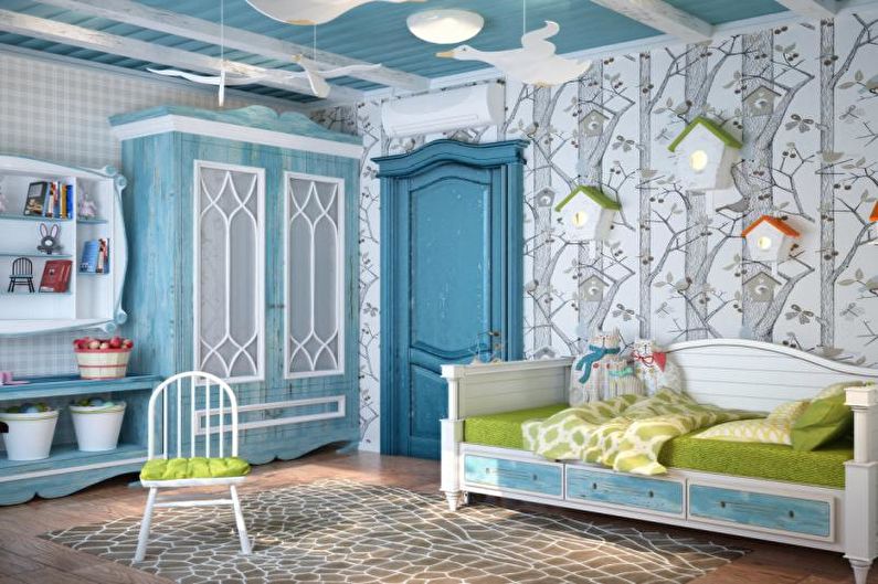 Interior design della stanza dei bambini di stile mediterraneo - foto