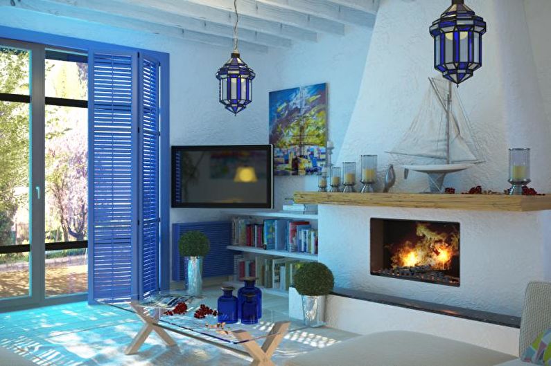 Design de interiores de sala de estilo mediterrâneo - foto