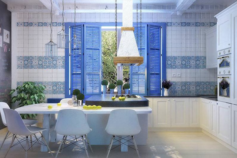 Design de interiores de cozinha de estilo mediterrâneo - foto