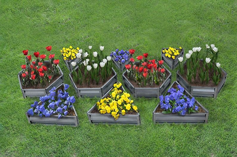 Modüler çiçek tarhları - Ülkede Flowerbed, peyzaj tasarımı için fikirler