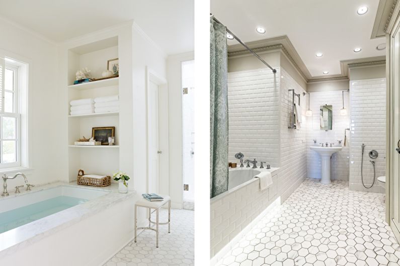 Baño blanco en estilo clásico - Diseño de interiores