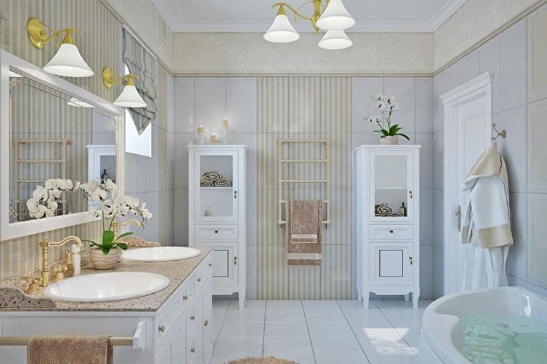 Banheiro branco em estilo provençal - Design de Interiores