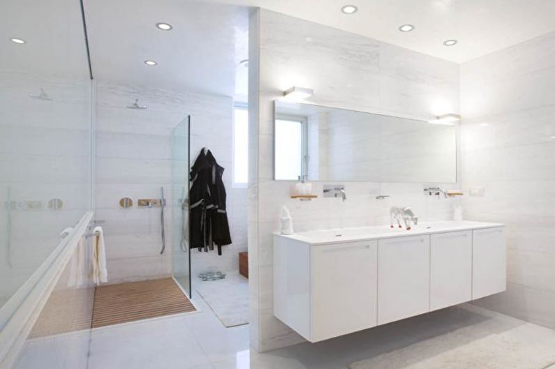 Design intérieur d'une salle de bain blanche - photo