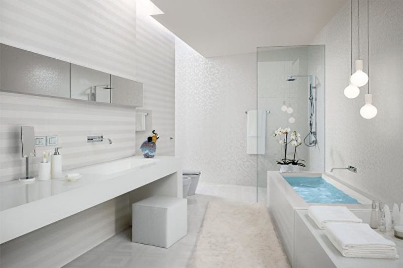 Diseño interior de un baño blanco - foto