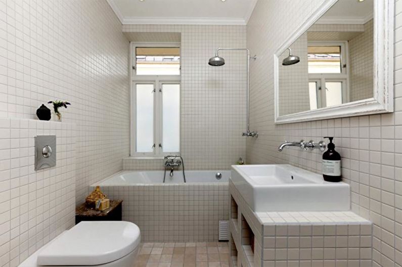 Diseño interior de un baño blanco - foto