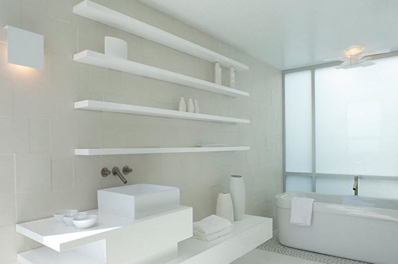 Diseño interior de un baño blanco - foto