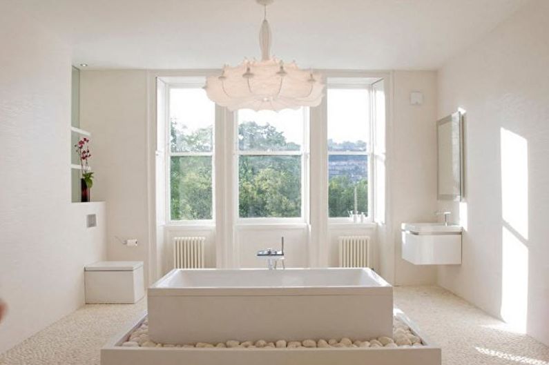 Design intérieur d'une salle de bain blanche - photo