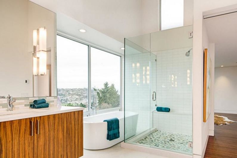 Design intérieur d'une salle de bain blanche - photo