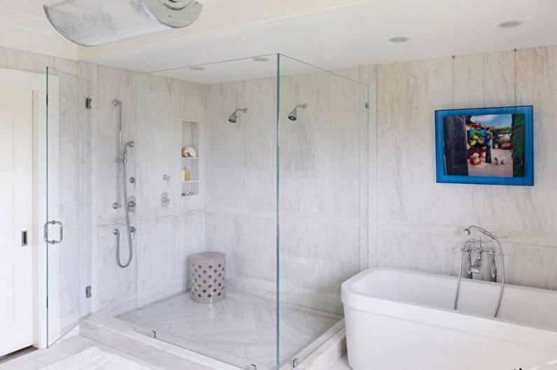 Diseño interior de un baño blanco - foto