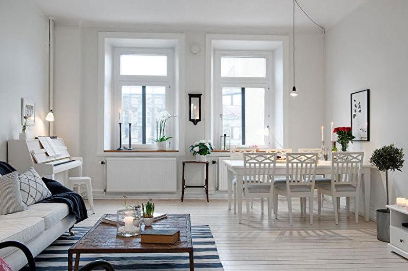 Living Room - disenyo ng istilo ng apartment na Scandinavian