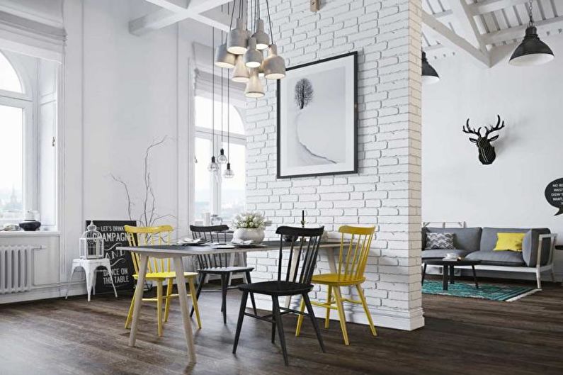 Brick wall in the interior of the kitchen - photo