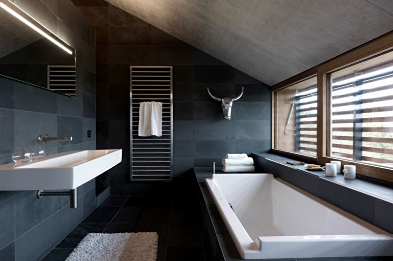 Diseño de interiores de baño de estilo minimalista - foto