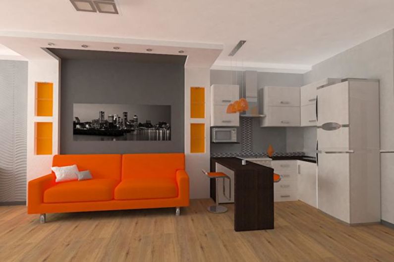 Interior design of a studio apartment in Khrushchev - photo