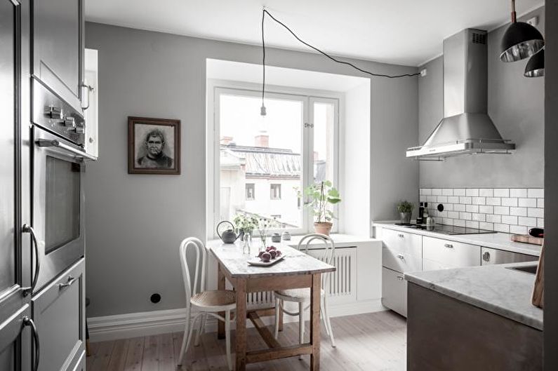 Cocina de estilo escandinavo gris - Diseño de interiores