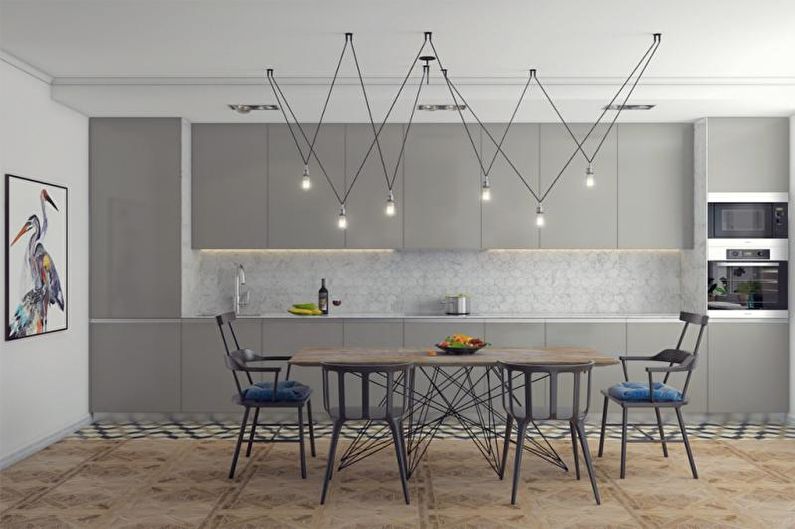 Cocina de estilo escandinavo gris - Diseño de interiores