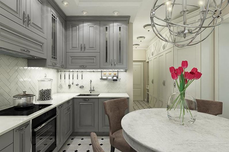 Gray kitchen in classic style - Interior Design