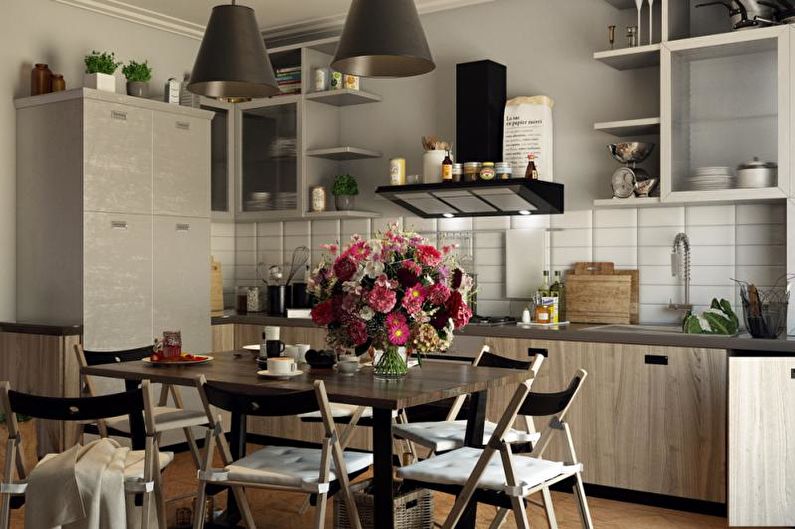 Gray Eclectic Kitchen - การออกแบบตกแต่งภายใน