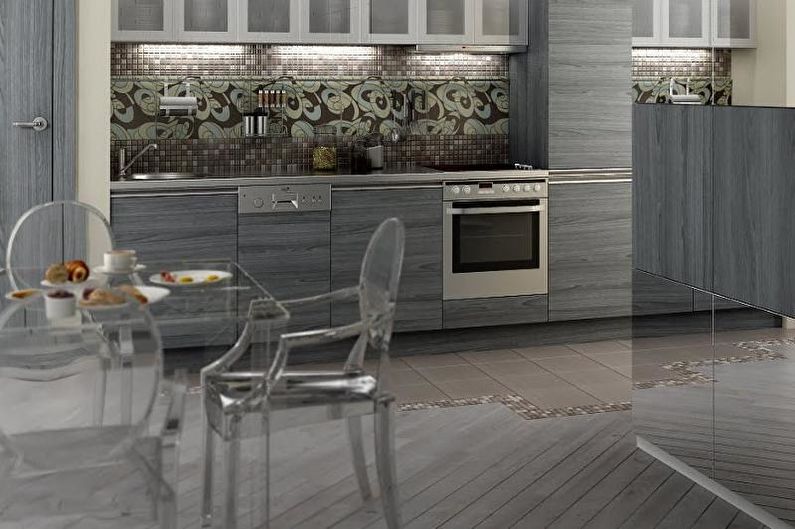 Design da cucina grigio - Finitura a pavimento