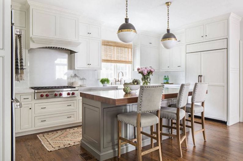 Kitchen interior design in gray - photo