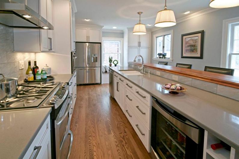 Kitchen interior design in gray - photo