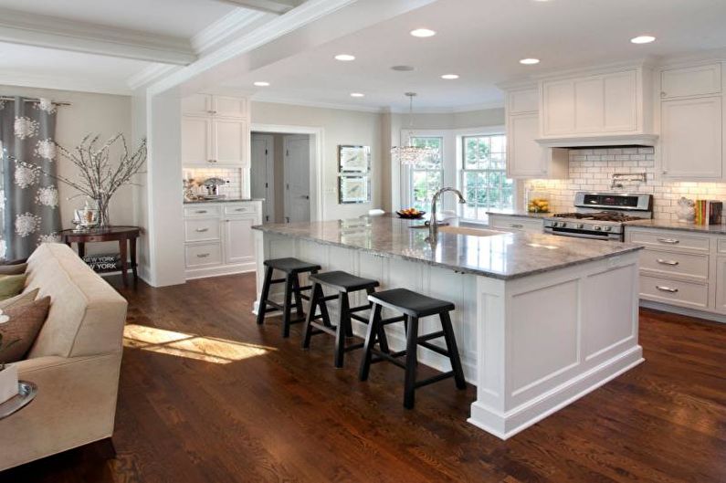 Kitchen interior design in gray - photo