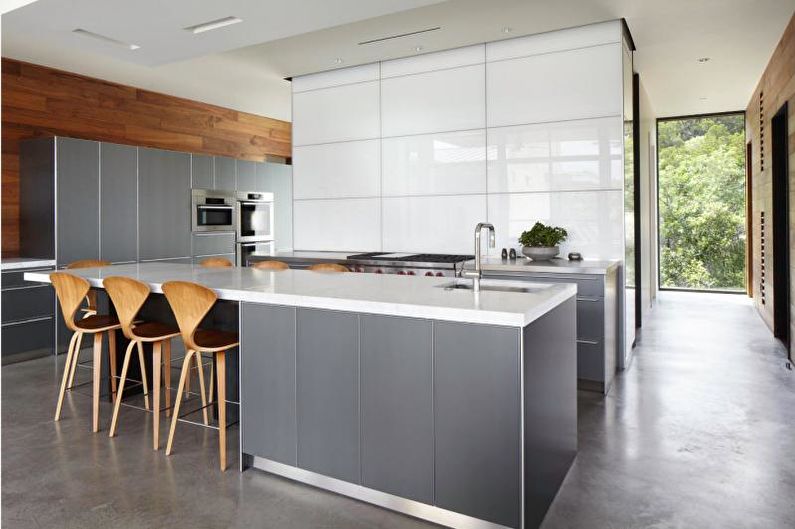 Diseño de interiores de cocina en gris - foto