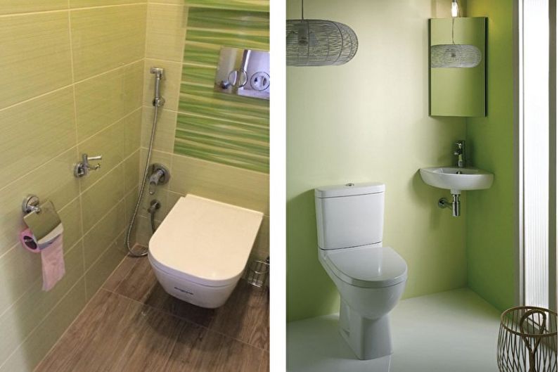 Groene kleine toilet - interieur