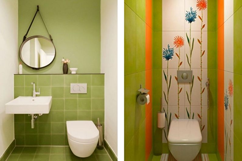 Groene kleine toilet - interieur