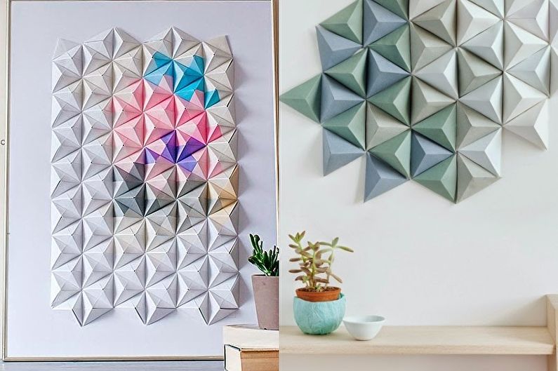 Artisanat de papier bricolage - Pyramides pour le mur