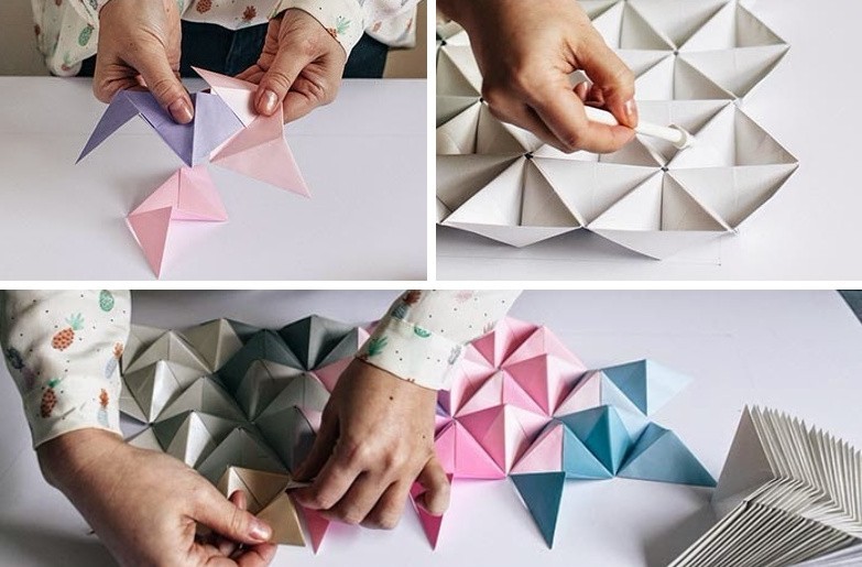 Artesanato de papel DIY - pirâmides para a parede