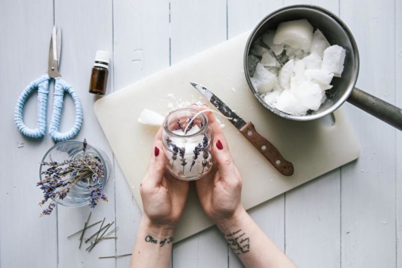 Vela de lavanda - velas decorativas DIY