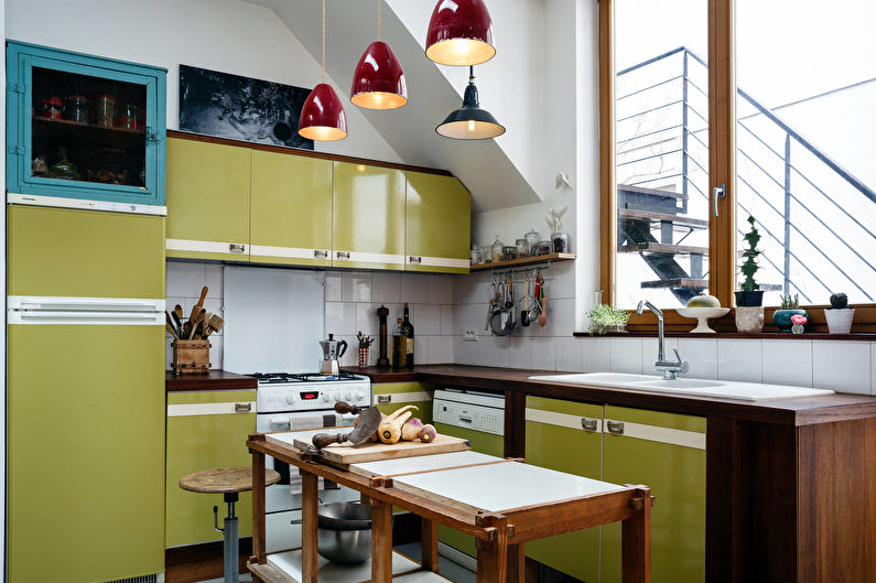 Design d'intérieur de cuisine dans les tons olive - photo