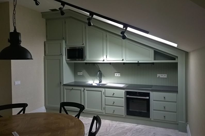 Design d'intérieur de cuisine dans les tons olive - photo