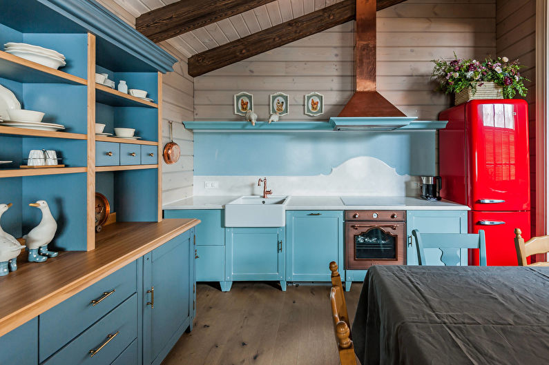 Cuisine turquoise dans le style provençal - Design d'intérieur