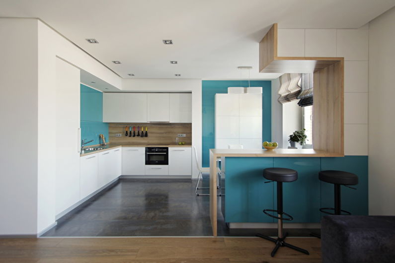 Design d'intérieur d'une cuisine aux couleurs turquoise - photo