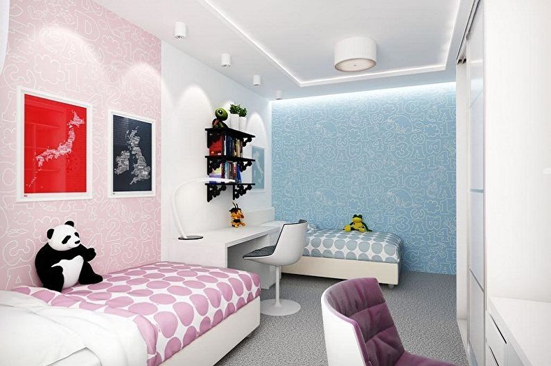 Diseño de una habitación infantil para un niño y una niña: elija un color