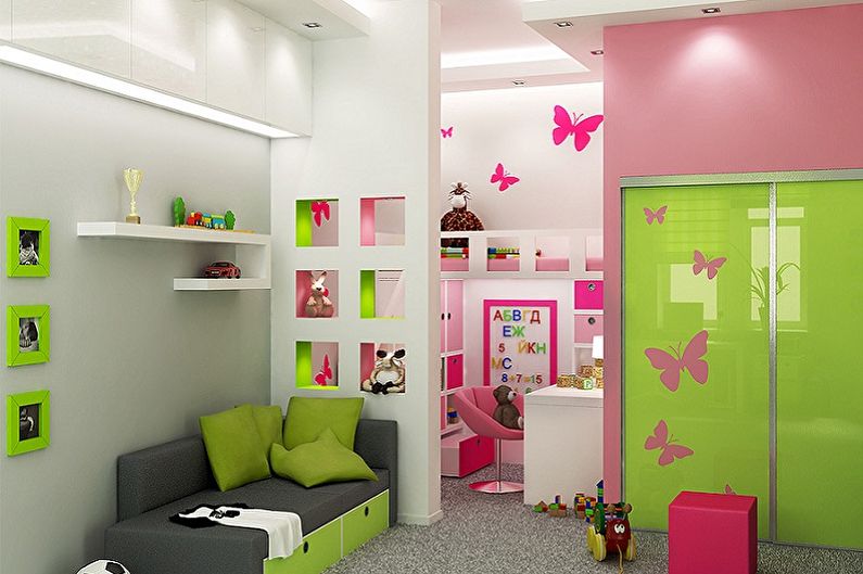 Design de um quarto infantil para menino e menina - Zoneamento