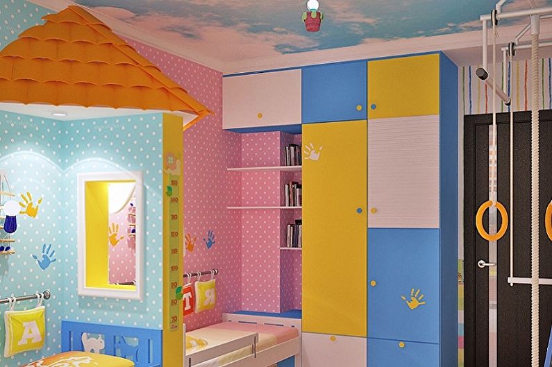 Diseño de habitación infantil para niño y niña - Acabado de techo