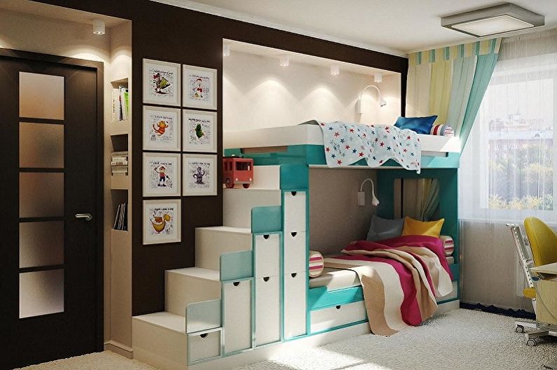 Design de interiores de um quarto infantil para menino e menina - foto