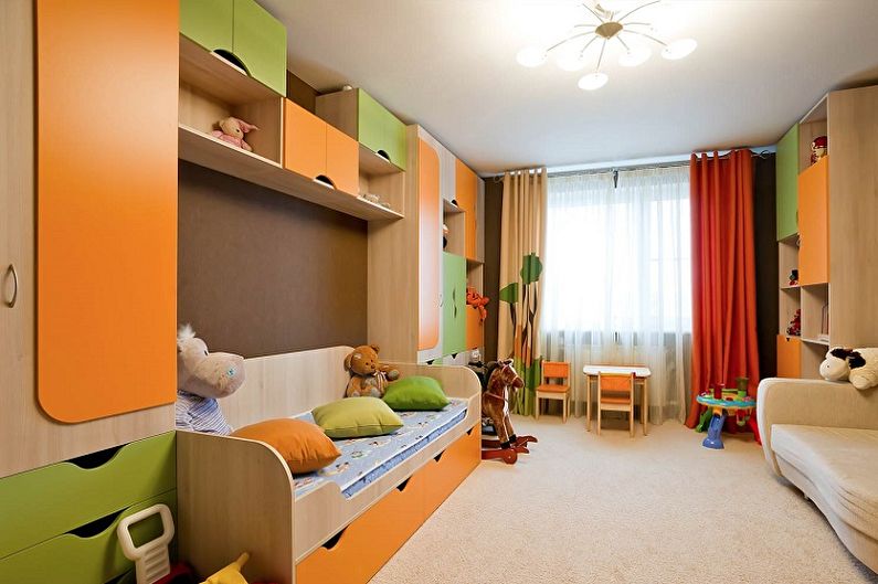 Diseño interior de una habitación infantil para un niño y una niña - foto