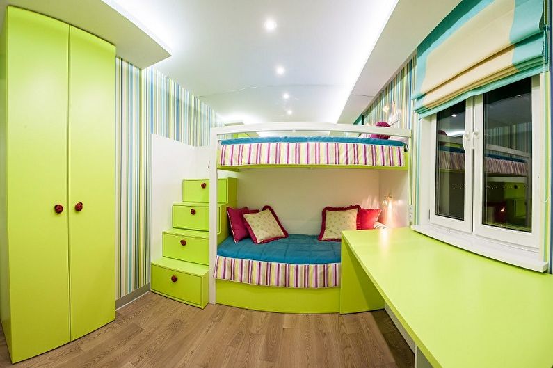 Design de interiores de um quarto infantil para menino e menina - foto