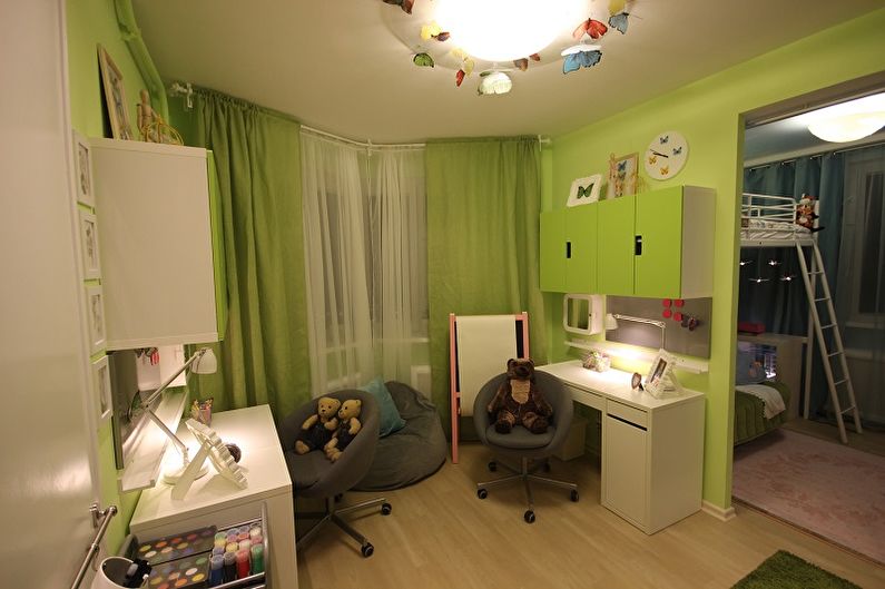 Disseny d’interiors d’una habitació infantil per a un nen i una nena - foto