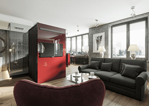 Appartement interieur met uitzicht op Moskou