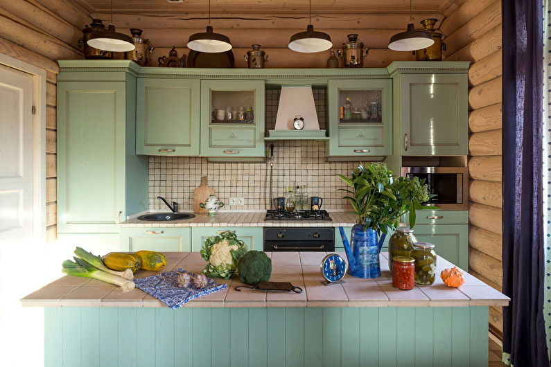 Green Country Style Kitchen - Interior Design