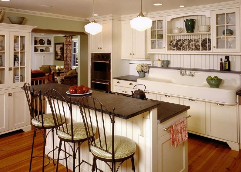 Interior design of kitchen in country style - photo