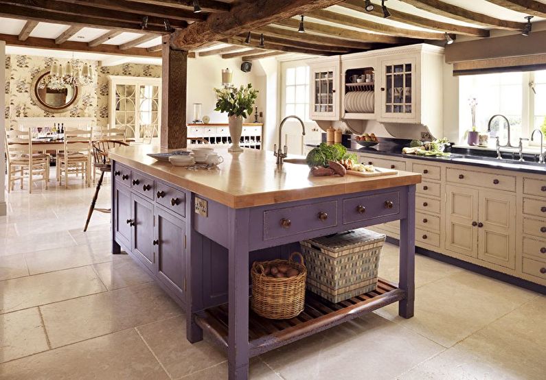 Interior design of kitchen in country style - photo