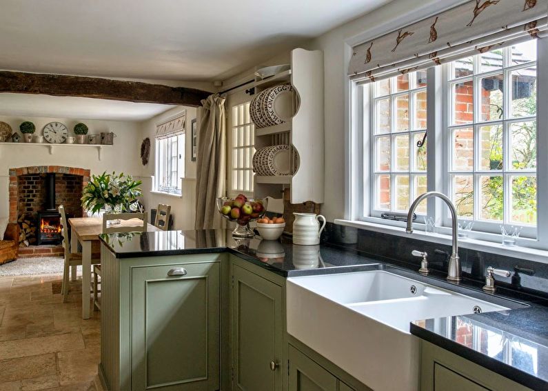 Interior design of kitchen in country style - photo