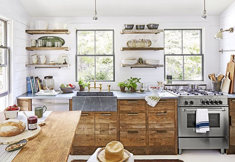 Diseño interior de cocina en estilo rústico - foto