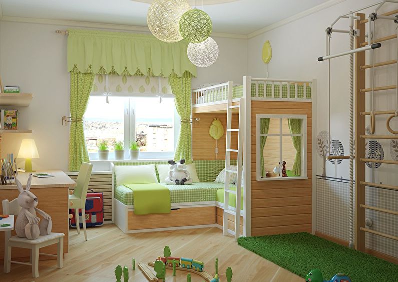 Aménagement intérieur d'une chambre d'enfant pour enfants hétérosexuels