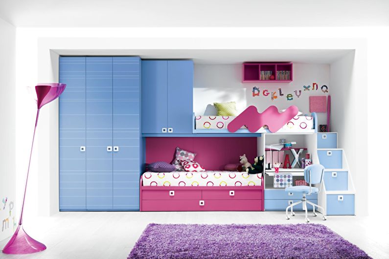 Design de interiores de um quarto infantil para crianças heterossexuais